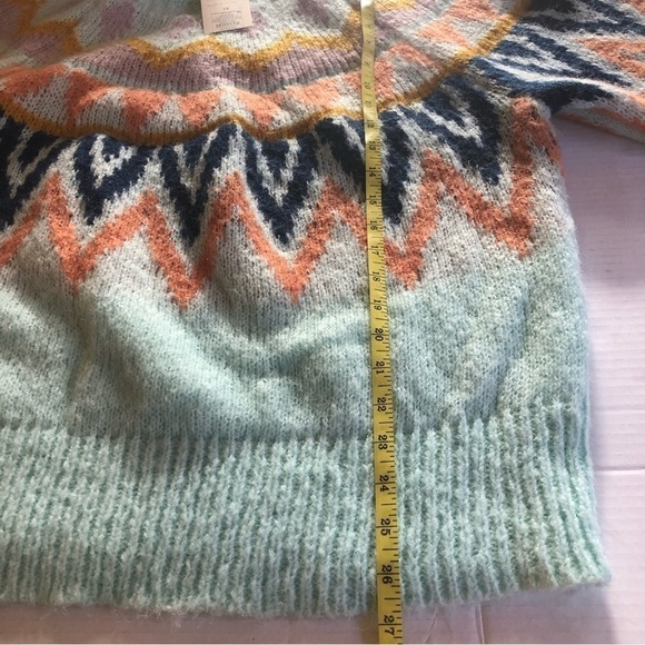 A New Day Woman’s Mint Green Fair Isle Crew Neck Pullover Sweater Plus Size 1X - Picture 12 of 14